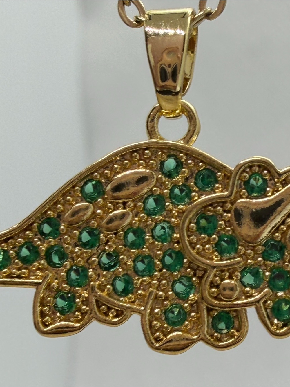 Gold Elephant Pendant Necklace with Emerald Green Crystals